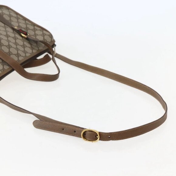 GUCCI GG Supreme Web Sherry Line Bag PVC 2way Beige Gold 41 02 039 Auth 142440 - Picture 8 of 16